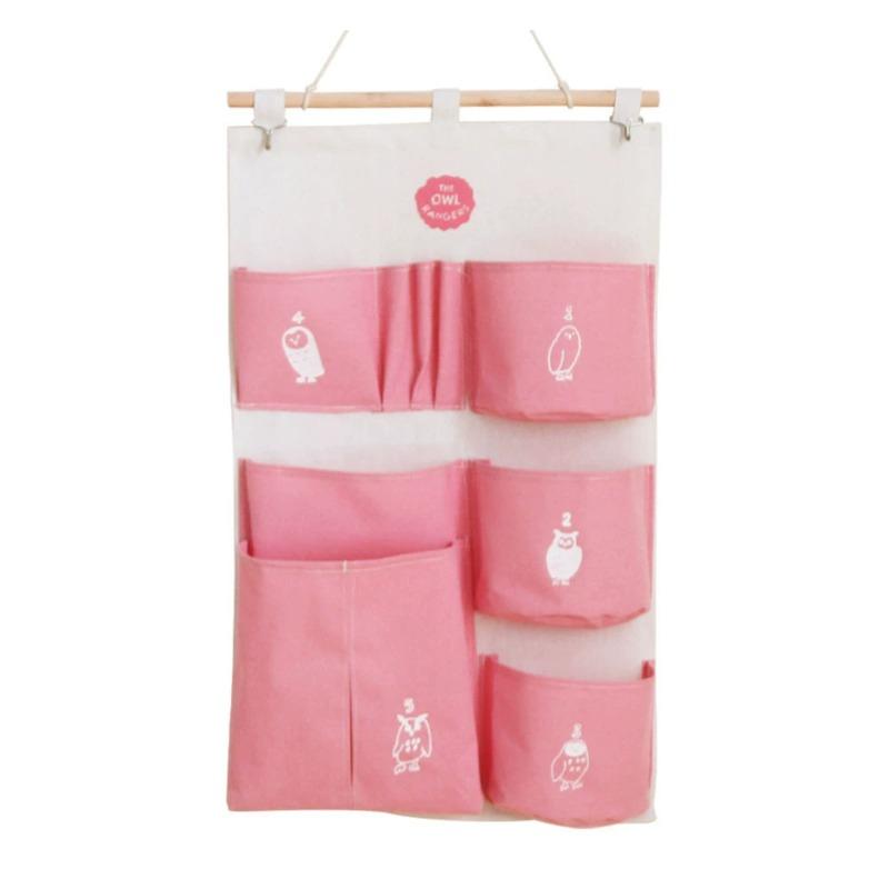 Fabric Waterproof Cotton and Linen Storage Hanging Bag Creative Hanging Multi-layer Dustproof Storage Bag Home Door StorageBags