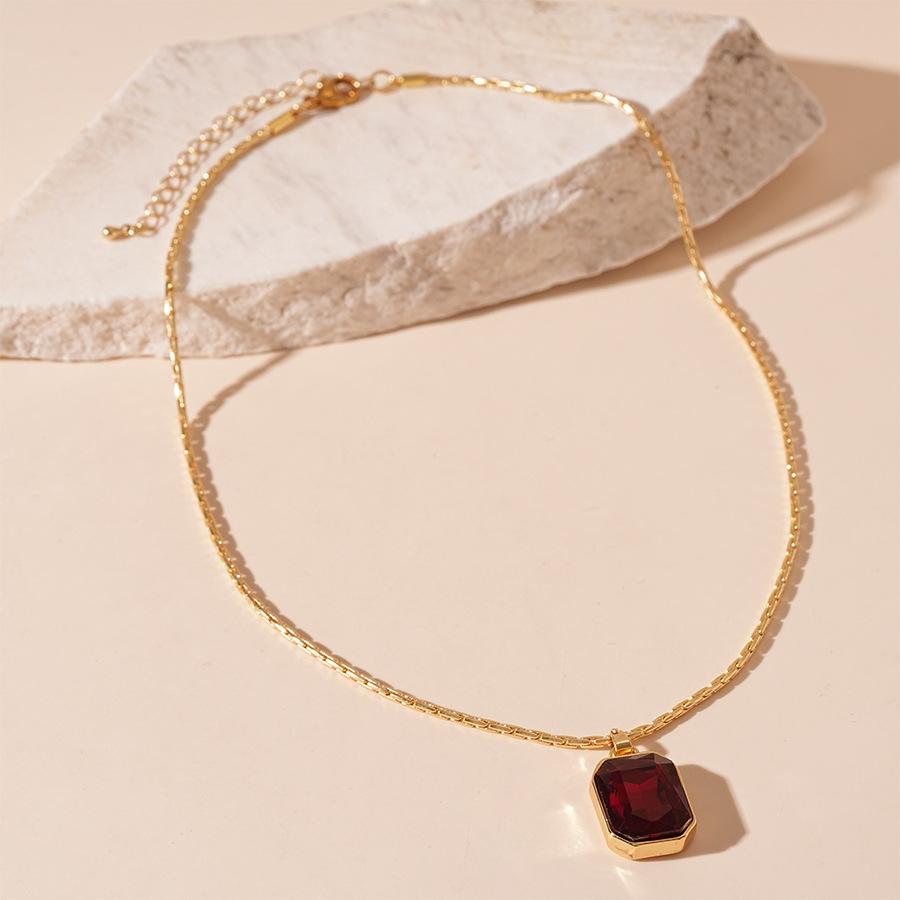 Vintage Ankara Red Diamond Rectangle Clavicle Necklace Simple Geometric Items