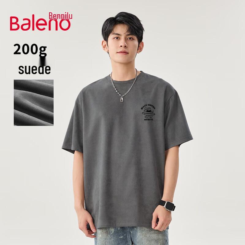 

Baleno Men s Suede Feel Retro Loose Fit T-Shirt M