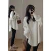 Autumn and Winter Pullover Women Medium and Long Sweater Fashion Loose Office Knitted Bottoming Shirt Solid Color O Neck Long Sleeve Casual Simple Top