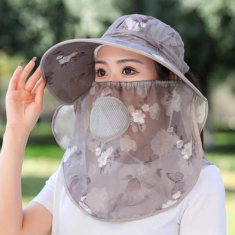 Light Sunshade Hat With Large Rim/Women'S Outdoor Tea Plucking Hat/Shawl Cap With Face Shield And Neck Protector