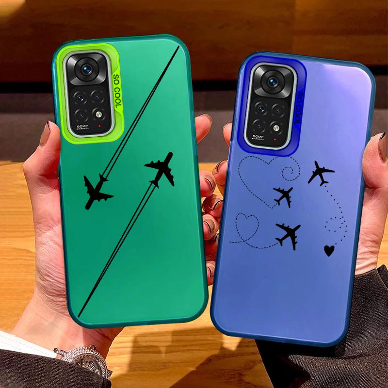 For Redmi Note 11 11S 14 13 Note14 Note13 Pro 5G 4G Case Shockproof TPU Soft Bumper Hard Back Cover Love Heart Aircraft Fundas