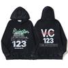 2024 American High Street Trendy Brand Vintage Distressed Washed INS Print Hoodie Loose Hoodie Unisex Trendy Brand