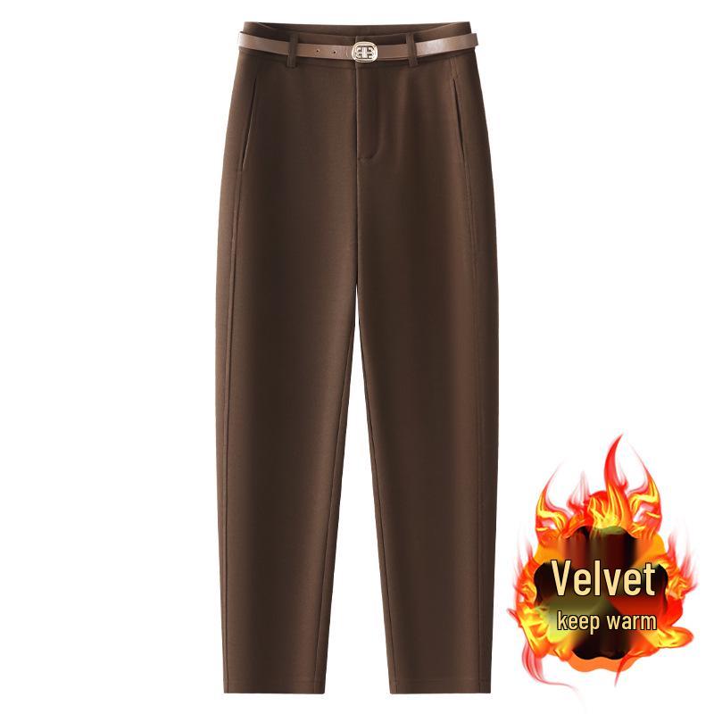 

Women s Khaki Wool Harem Pants - 2024 Autumn/Winter Loose Fit, High Waist Fleece Carrot Style 2XL