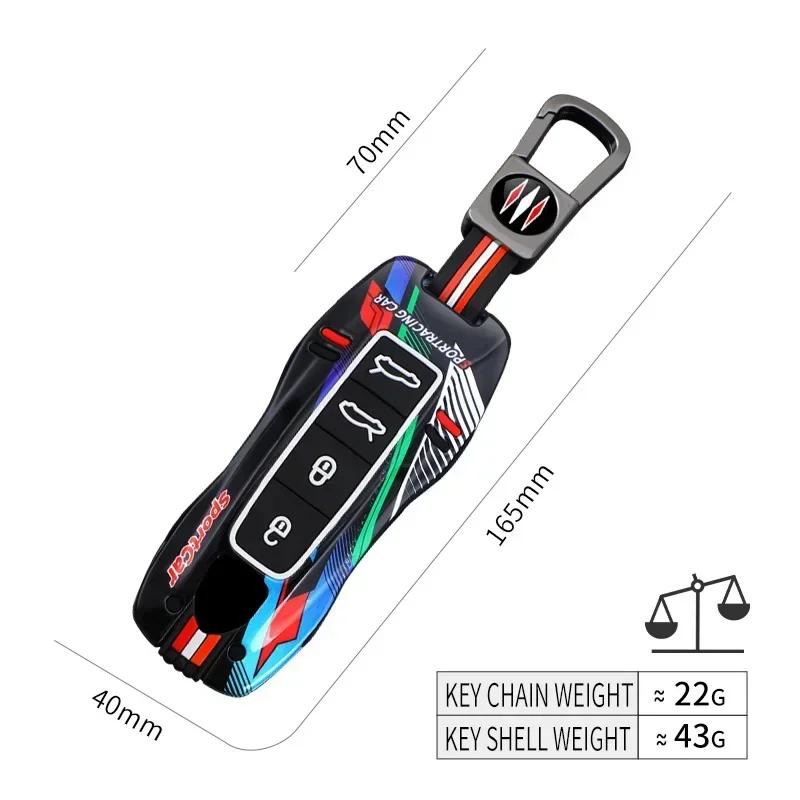 3 4 Bottons Racing Style Metal Car Key Case Fob Cover for Porsche Boxster Cayman Panamera Cayenne Macan 718 911 Taycan