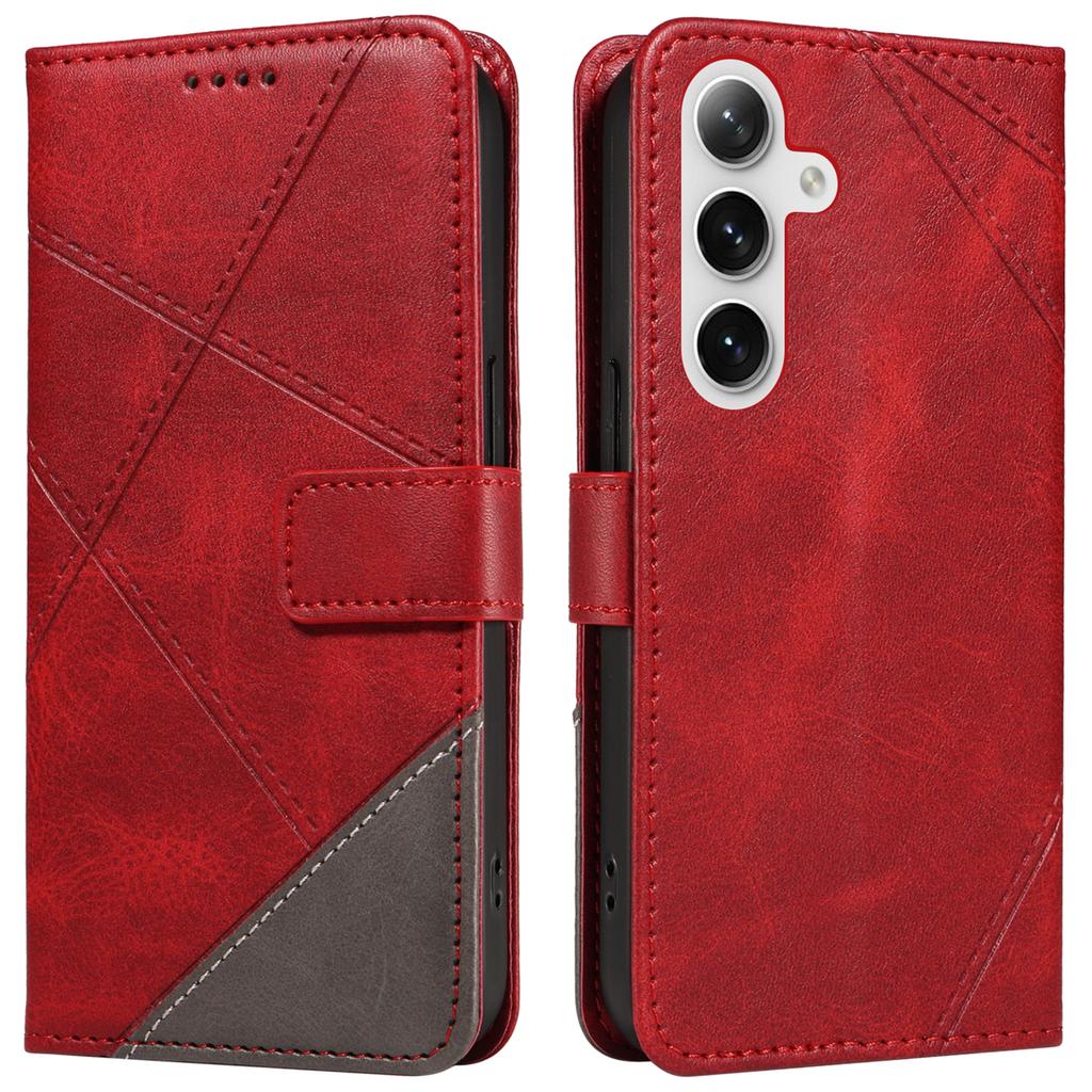 Etui na Samsung Galaxy S25/S24 Portfel ze skóry PU o fakturze cielęcej Pokrowiec na telefon Geometryczna linia