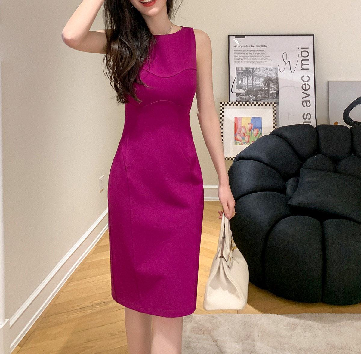 Spring/Summer Red Sleeveless Bodycon Dress Large