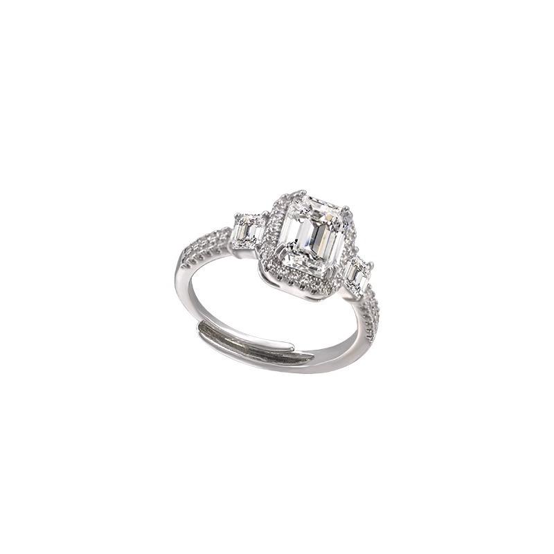 VENTFILLE 925 Sterling Silver Zircon Geometry Ring Shining Engagement Sweet Minimalism Fashion Versatile Jewelry Gift Dropship
