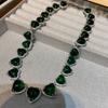 Necklace Bohemian Zircon Emerald Love Stud Earrings Women With Skirt Necklace Bracelet Cover