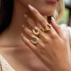  Mother-of-pearl Lucky Horseshoe U-shaped Ring 18k Gold Color Pvd Plated Stainless Steel Fashion Finger Jewelry Accessories