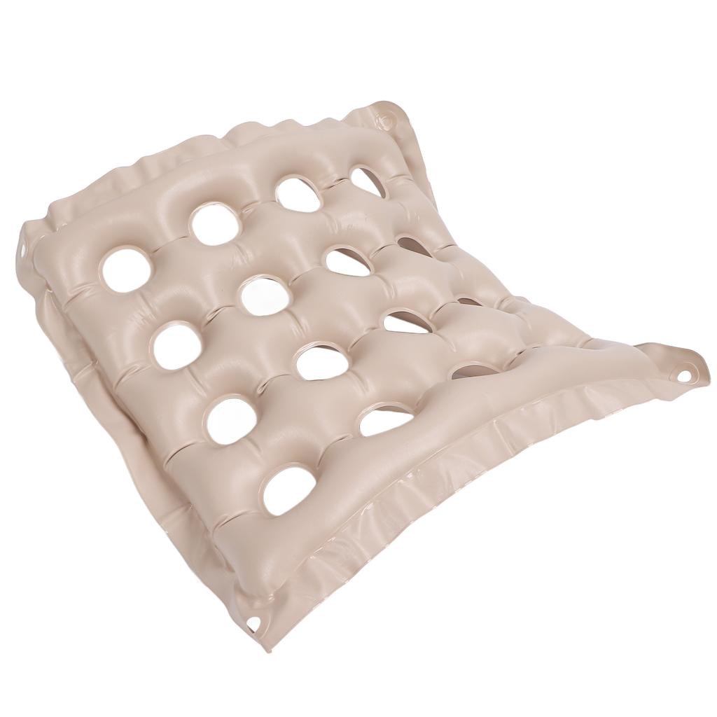 Inflatable Seat Cushion PVC 16 Holes Inflatable Chair Cushion for Travel Outdoor Beige