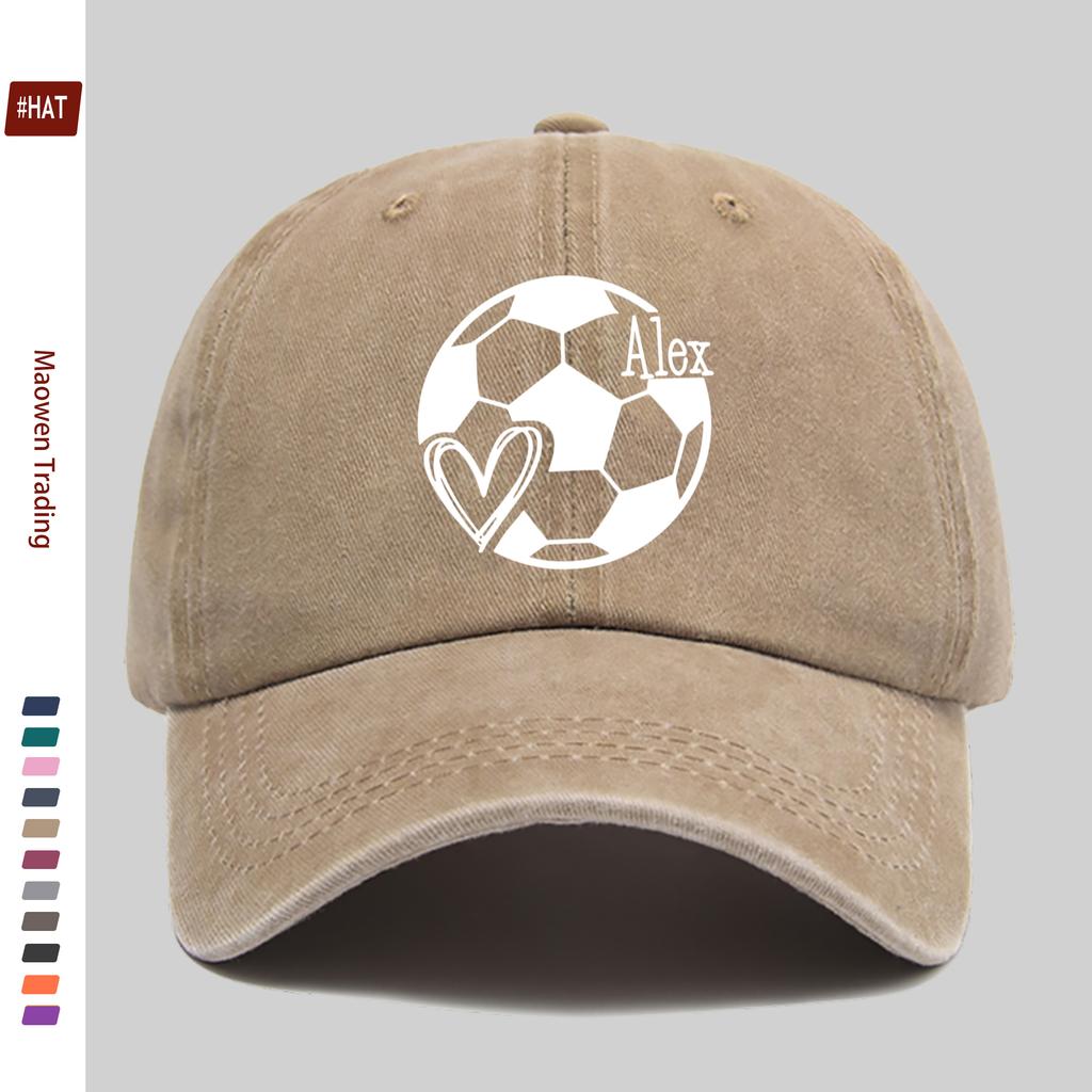 pc Soccer Lover Printed Baseball Cap Heart Soccer Print Trucker Sun Hat Comfortable and Lightweight Papa Hat Mom and Dad Bea