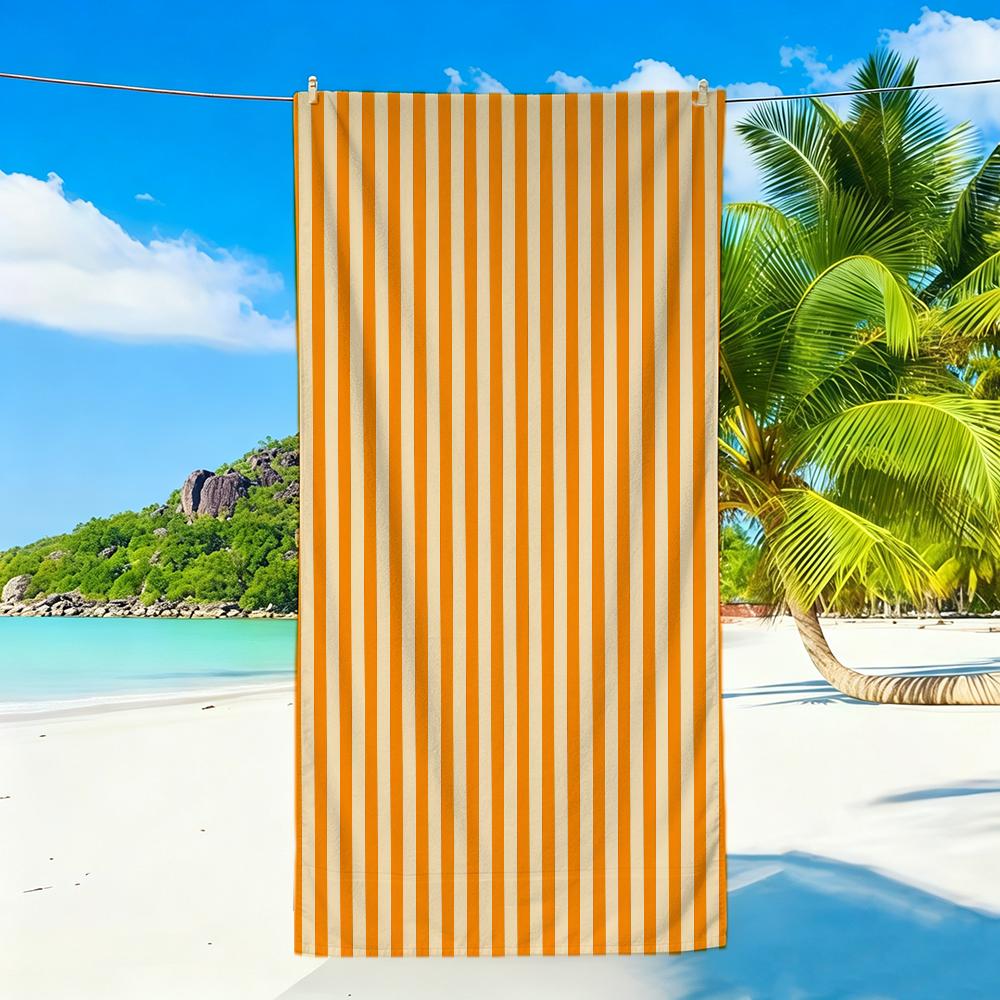 Orange stripes Towel Sports Quick Dry Travel Camping Sandproof Soft Light Large Beach Towel
