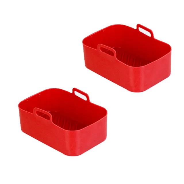 1/2Pcs Air Fryer Silicone Pot Basket Tray Fried Baking Pan Insert Dish Accessory Rectangle Dual Basket For Ninja DZ201 Air Fryer