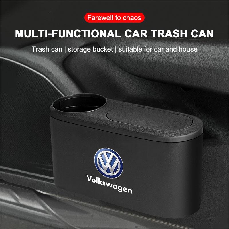 Kosz na śmieci Emblemat samochodowy Pojemnik na śmieci Przechowywanie Akcesoria samochodowe Dla Volkswagen B7 B6 B5 Golf 4 5 6 Polo Passat CC Jetta Mk6 Tiguan Gol Cross