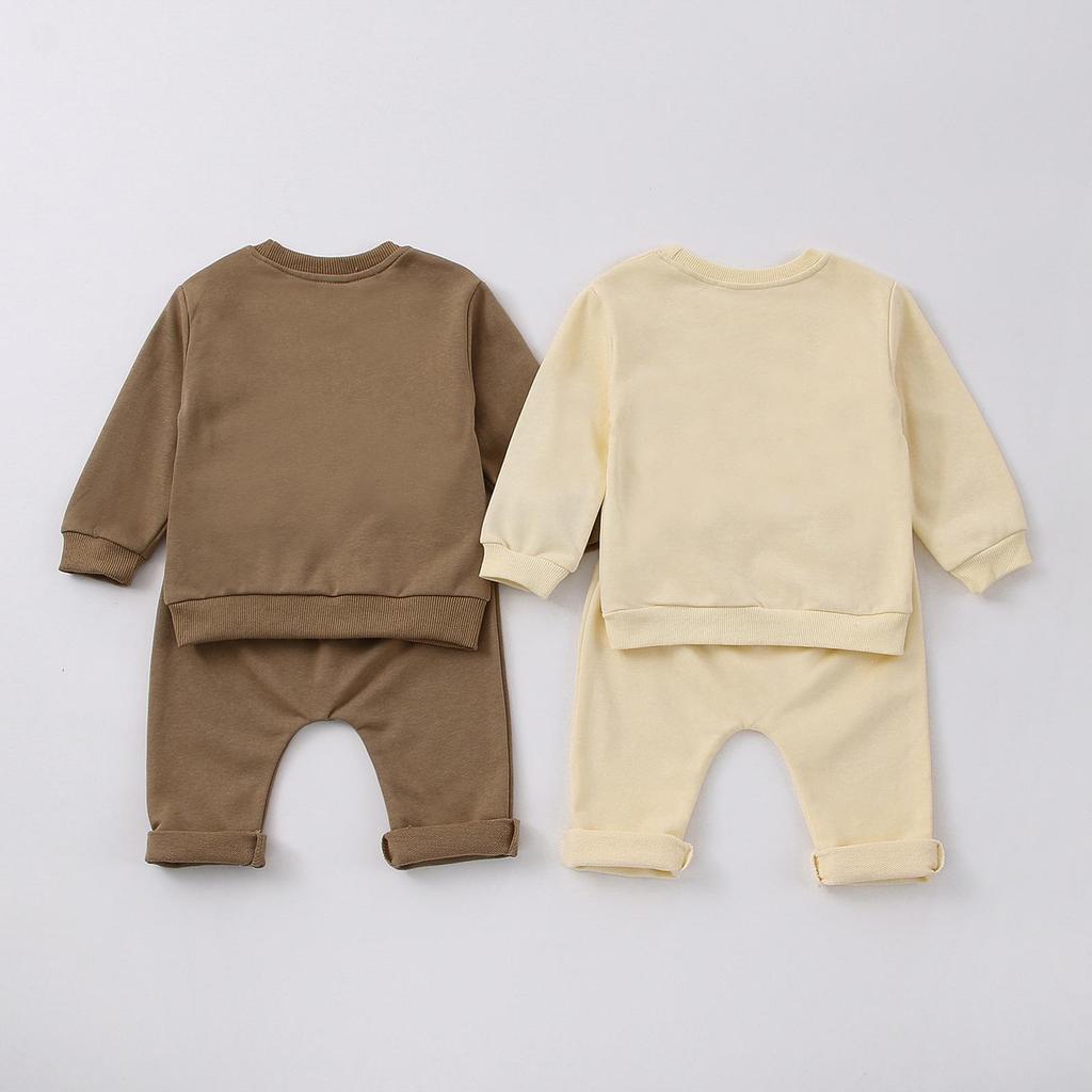 2025 Frühling/Herbst Europäischer & Amerikanischer Stil Regenbogen Rundhals Kleinkind Baumwoll-Pullover & Lange Hosen Set