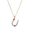 Colourful Crystal CZ 26 Capital Initial Letters Pendant Necklace For Women Gold Pendant Necklace Initial Jewelry