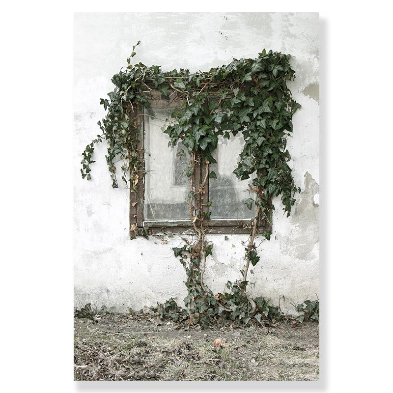 Affiche en toile avec feuilles botaniques vertes, maison nordique, fleur, paysage imprimé, peinture murale, image de plante d'art pour salon et chambre à coucher