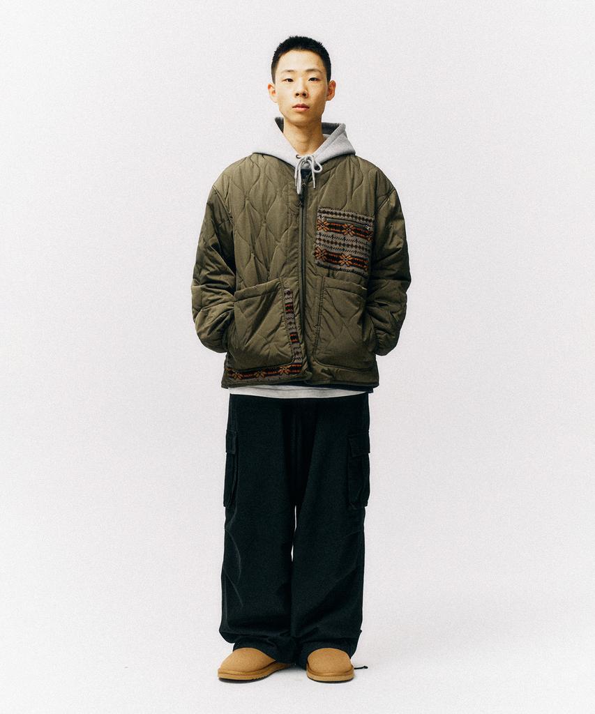 Physical Department Knit Mix Two-Way Pocket Quilted Jacket_Brown