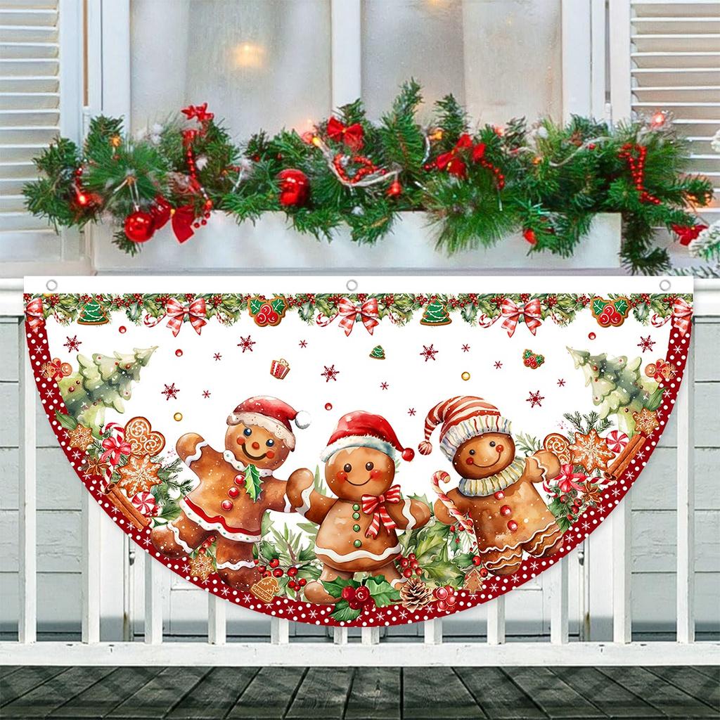 Christmas Outdoor Fan-shaped Flag Banner Christmas Decor for Home 2026 Cristmas Drop Ornament Xmas Navidad Gifts New Year 2026