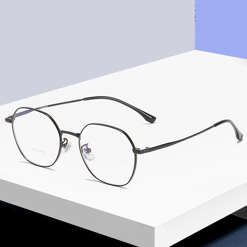 2021 Unisex Retro Japanese Style Black Titanium Polygonal Glasses 2316