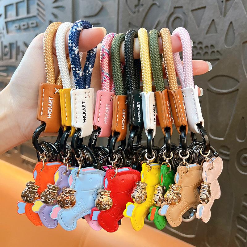 New Fashionable Leather Woven Rope, Money Soon, Keychain Cartoon Cute Car Key Chain Bag Pendant Wholesale