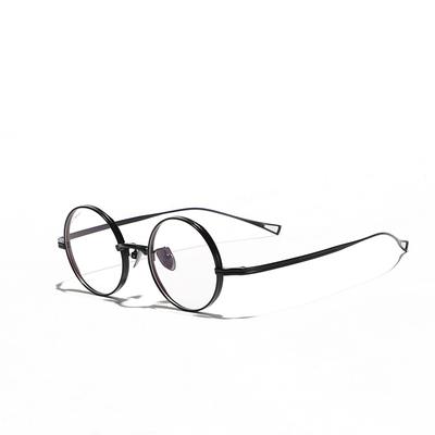 Glasses, Metal Titanium Frame, Glasses Frame, Round Retro Literary Frame, Women'S Plain Mirror, Flat Mirror, Men'S