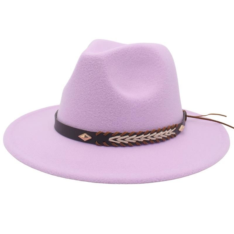 Cross-Border New Woolen Jazz Hat With Felt Hat Large Brim Fashion Top Hat Couple British Gentleman And Lady Hat