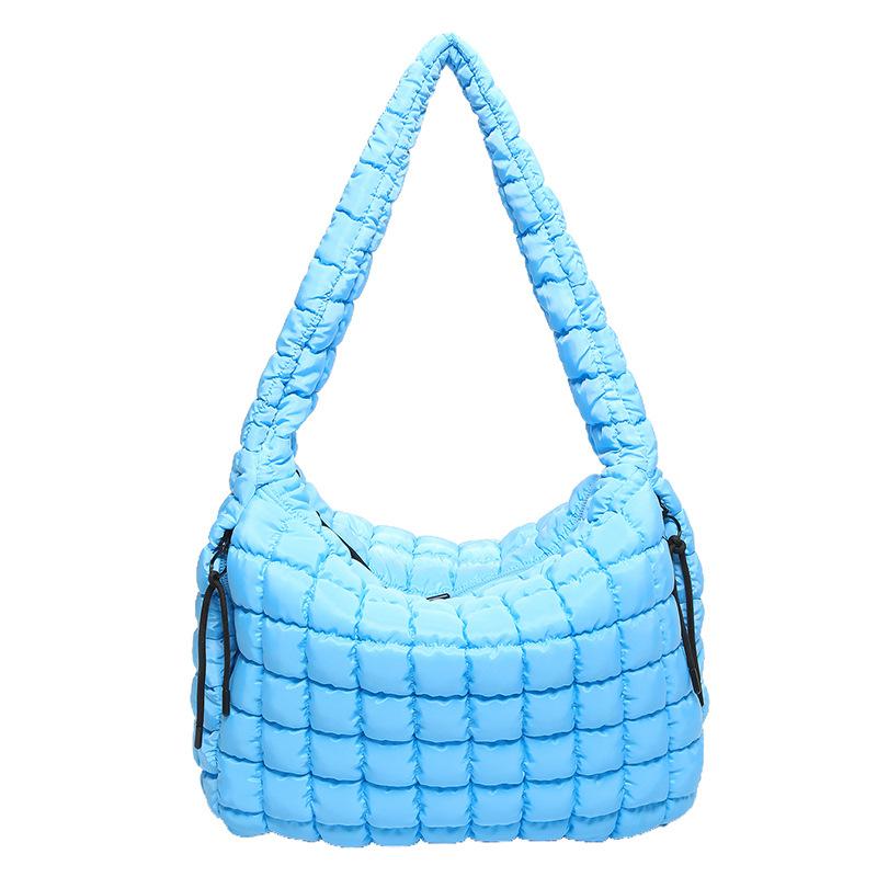 Geplooide Wolk Tas Dames Tas Enkele Schouder Crossbody Dubbelzijdig Trekkoord Grote Capaciteit Donskatoen Kleding Tote Tas