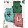 Dog Lover Paw Print Combination Gift Printed Pattern Round Neck3Pack of Sleeveless Vests for Women In Spring, Summer, and Autumn