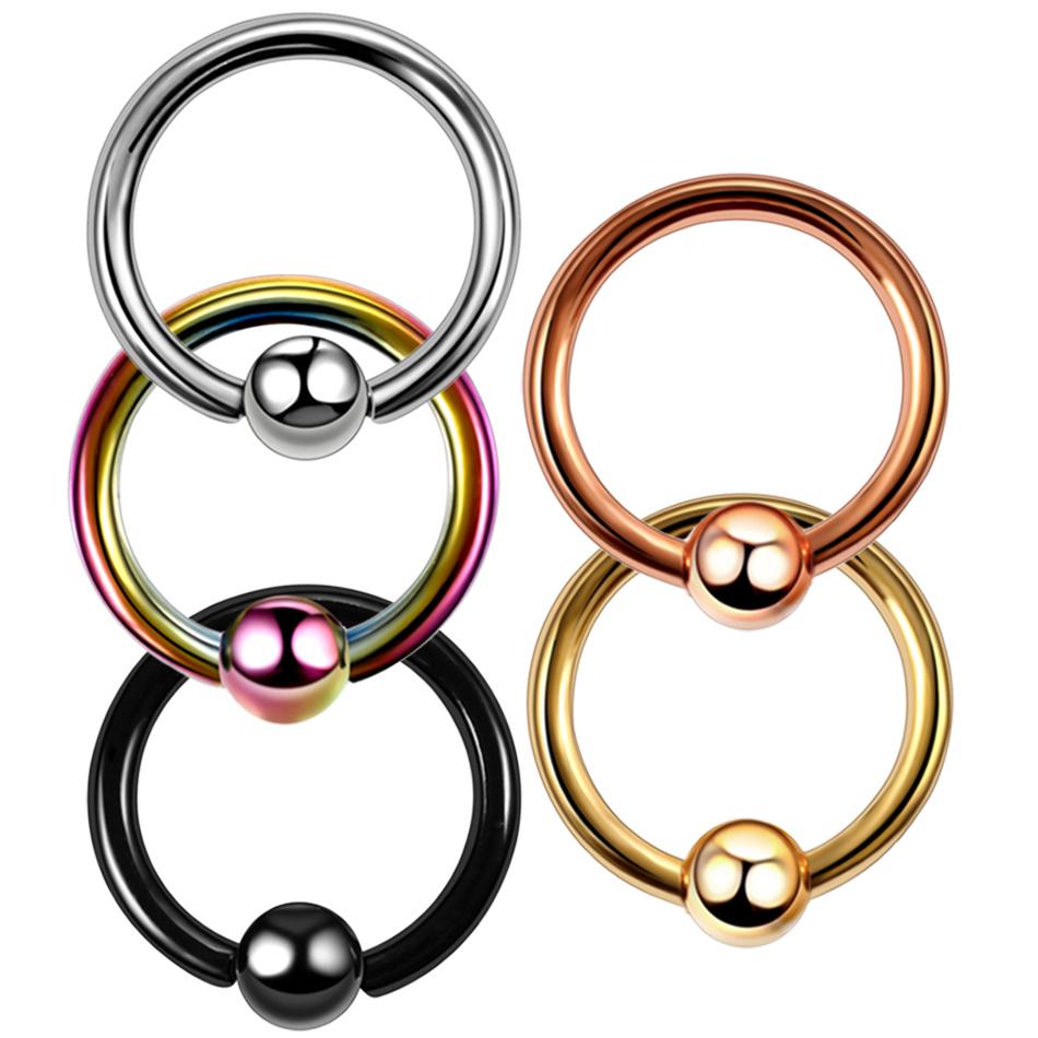 1PC Titanium CBR Piercings Captive Bead Rings BCR Ball Closure Nipple Nose Hoop Septum Rings Lip Eyebrow Tragus Earrings Jewelry