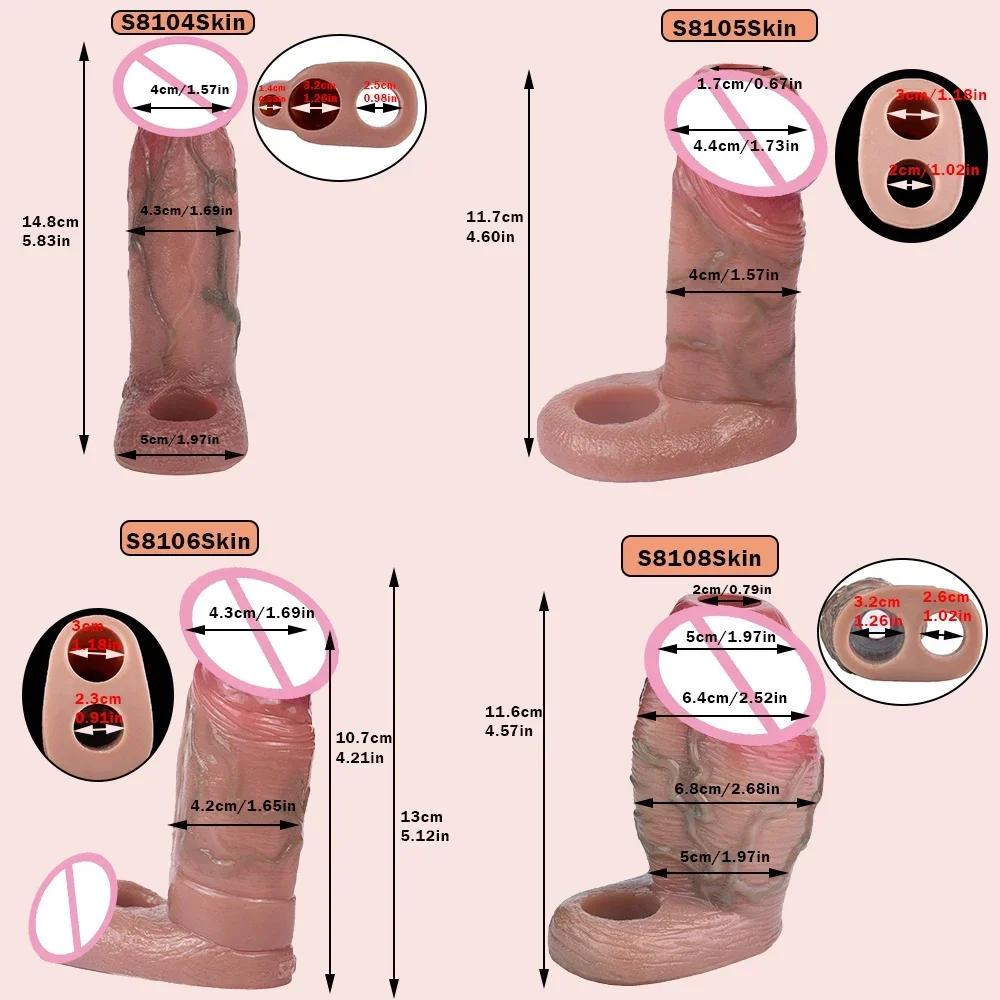 SXXY Reusable Realistic Penis Sleeve with Anti-drop Silicone Cock Enlarge Cover for Men Delay Ejaculation Adult Sex Products