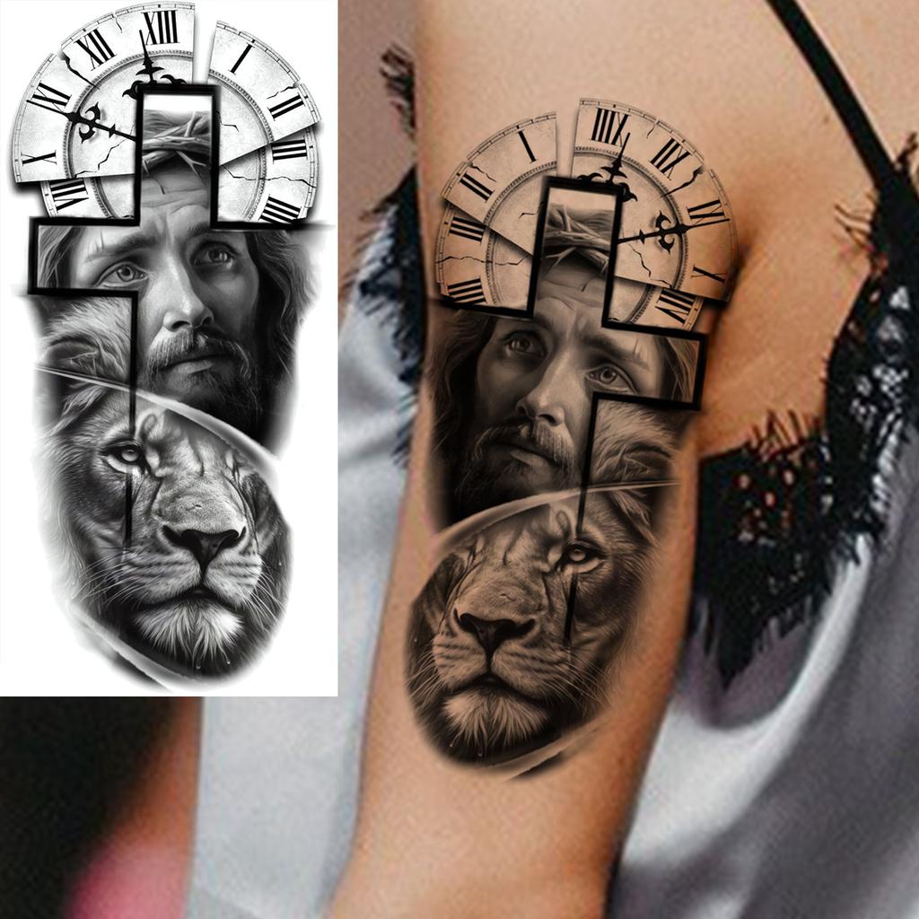1 lapelis Realistiški Jėzaus Šventosios Motinos Maldos Laikini Tatuiruotės Vyrams Moterims Suaugusiems Ilgai Išliekančios Vandeniui Atsparios Laikinos Netikros Tatuiruotės Lipdukas