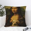Dog Lover Mona Lisa Art Pillowcases Novelty Pillow Case For Living Room Sofa Print Pillow Cover