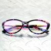 Fashion Cateye Blue Flower Gold Alloy Temple Full-rim Optical Glasses Frame Eyeglasses Eyeframe Eyewear