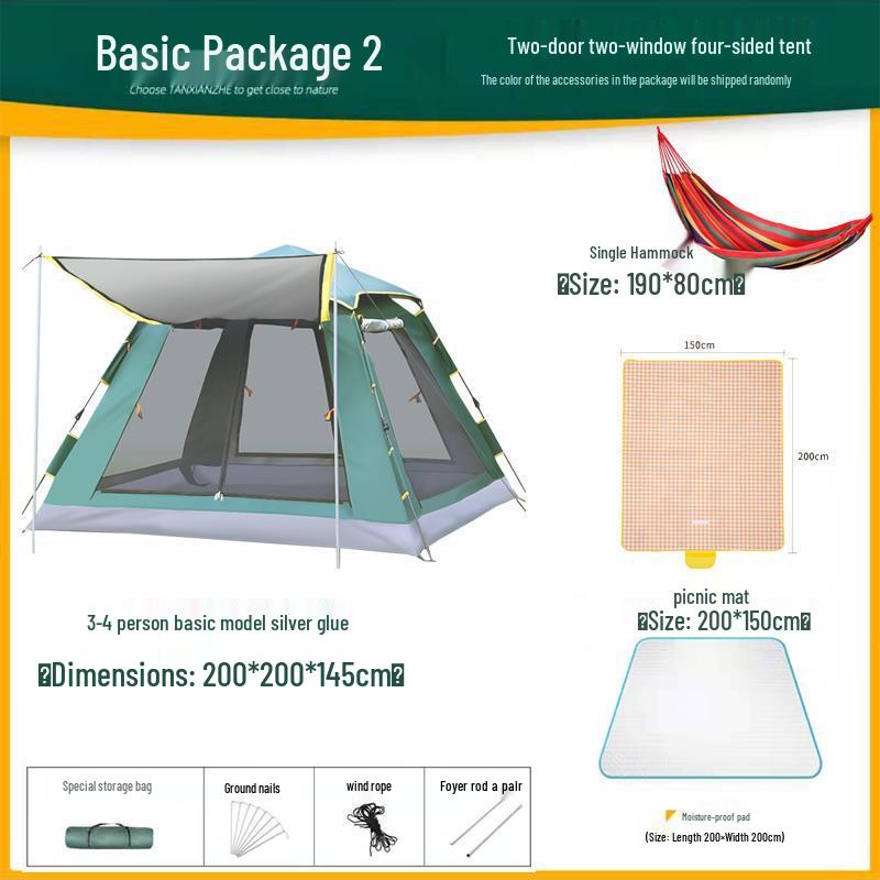 Thickened Automatic Folding Tent: Portable, Quick-Open, Rain & UV Protection for Camping & Beach.