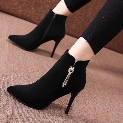 Very High Heels Pointed Toe Female Short Shoes Trend 2024 Heeled Booties Fashion On Offer Sale Autumn Boot Women's Ankle Boots