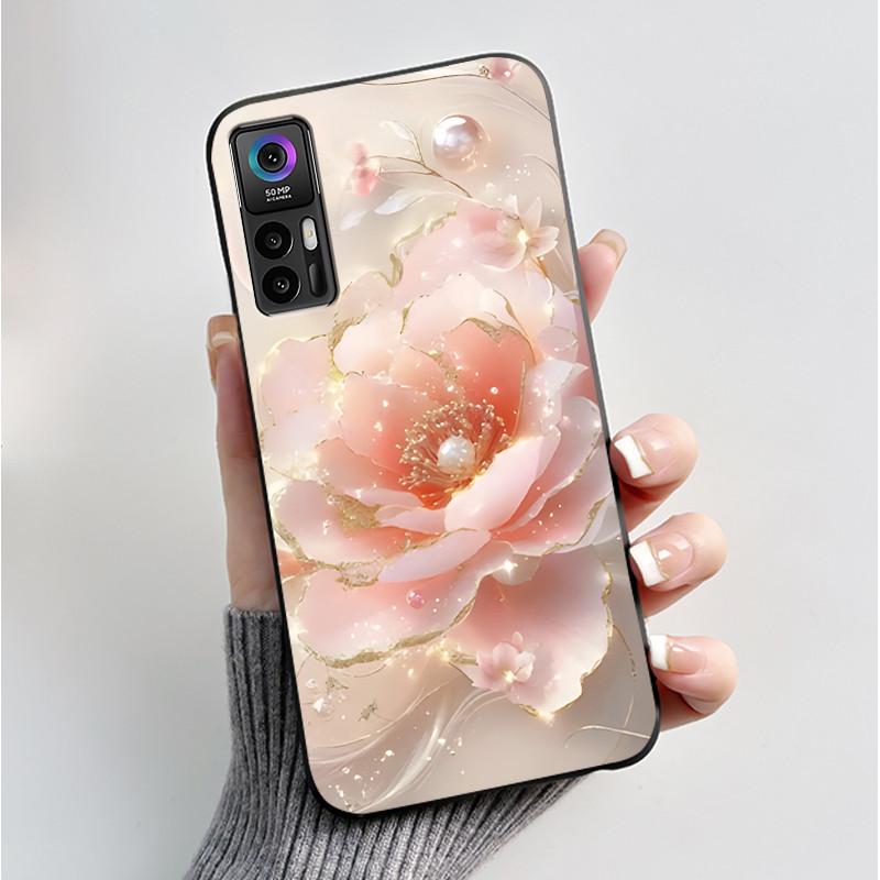 Case For TCL 30 Plus 30 5G T676K T676J T676H T776H Phone Case Fashion Butterfly Flowers Black Silicone Shockproof Cover Casing