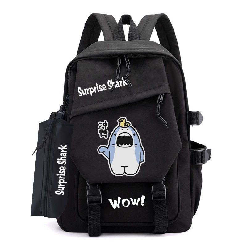 Spoof Cute Shark Expression Backpack Campus Youth Junior High School Students Elementary School Students Handsome Durable Backpack