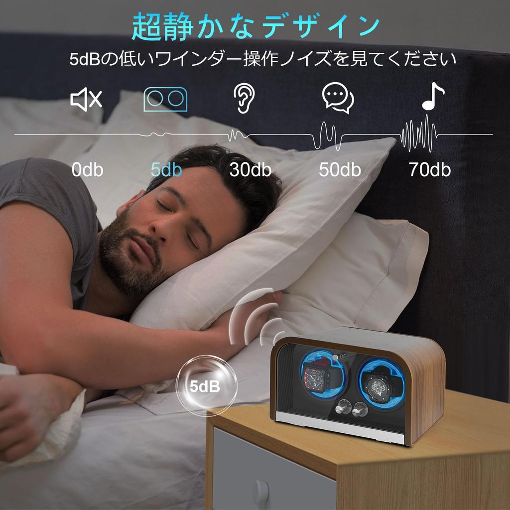 Automatic Watch Winder, 2-Slot Watch Winder for Rolex with 4 Rotation Modes and LED Light, Gift for Men