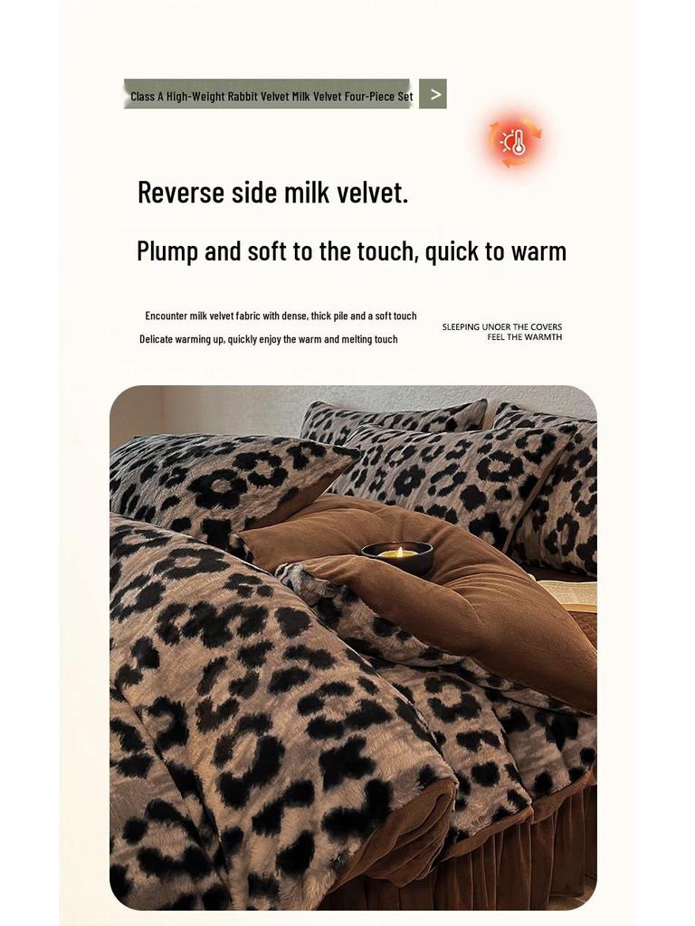 2025 Merlad Double-Sided Furry Velvet Bedspread & Sheet Set