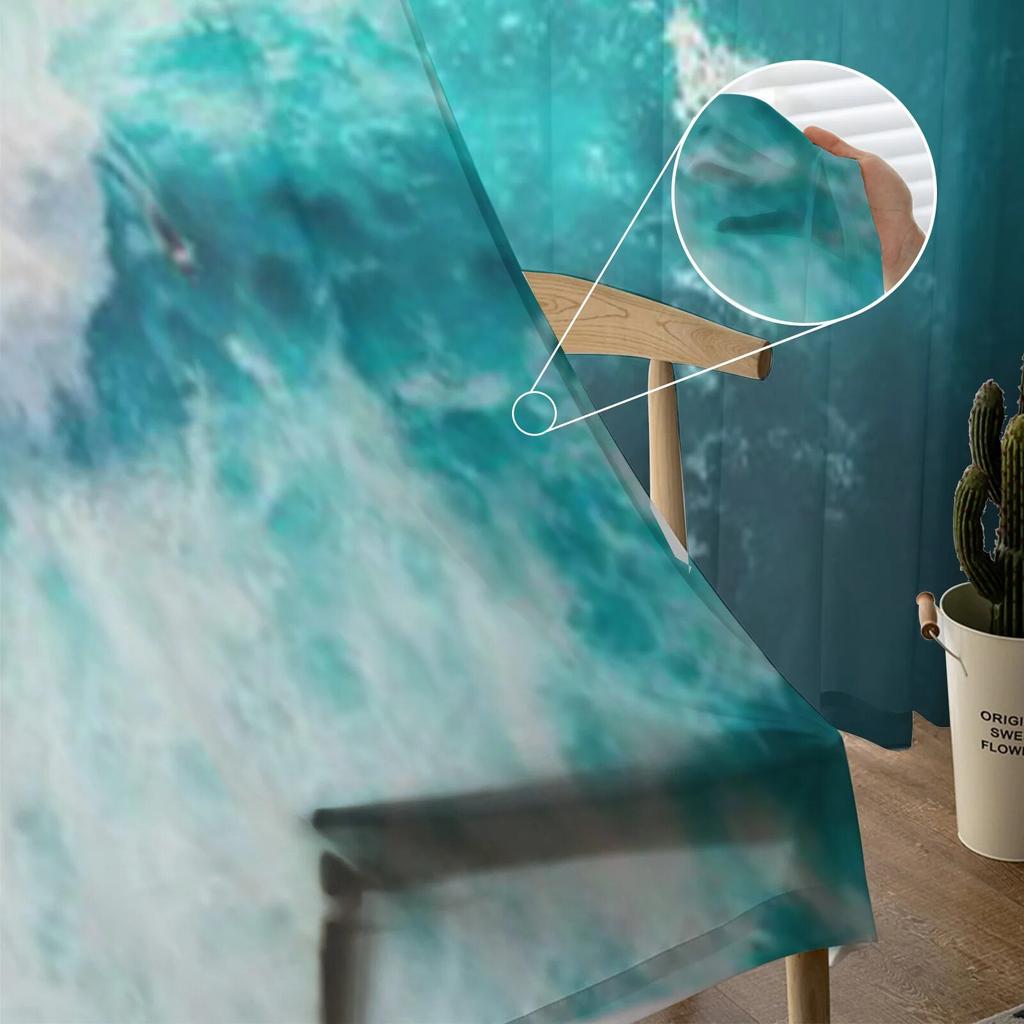 Ozeanwelle am Strand, transparenter Vorhang für Wohnzimmer, moderne Voile-Tüll-Fenstervorhänge für Schlafzimmer, Küche, Vorhänge
