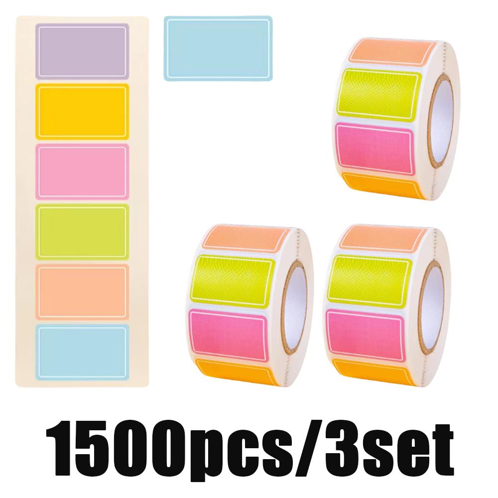 500-Piece Roll 2.5x1.5cm Waterproof Color-Coded Index Tabs-Coding Removable Labels Solid Colors Tags File Classification