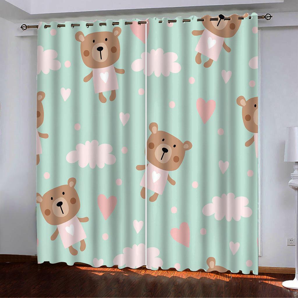 Curtains Polar Bear Elk Penguin Tile Drawing Series 3 Digital Printing High Density Blackout Curtains