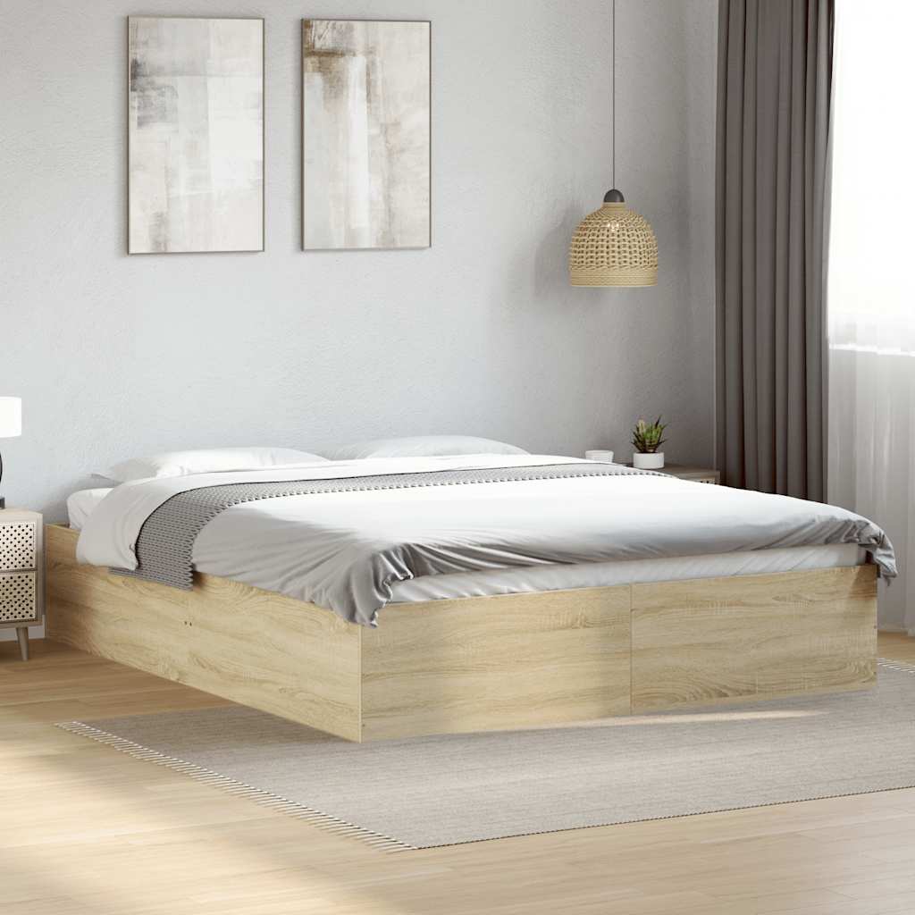 Vidaxl Rama Łóżka, Dąb Sonoma, 150X200 Cm, Materiał Drewnopochodny