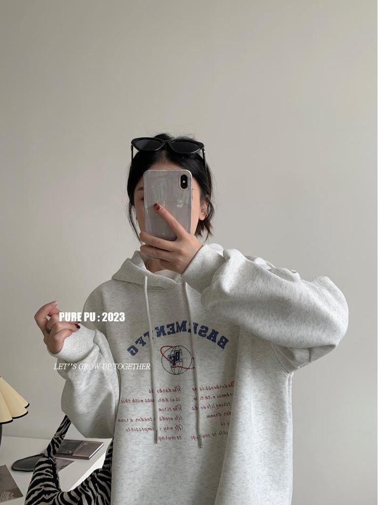 Women's Oversized Pink Letter Print Heavyweight Hoodie - Spring Loose Fit Long Sleeve Sweatshirt.