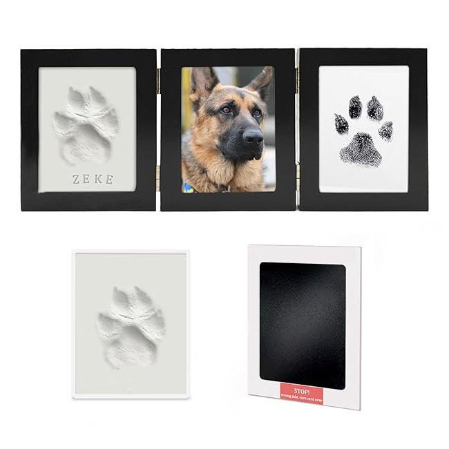 Pet Paw Print Memorial Photo Frame with DIY Ink Pad for Cats and Dogs - No Wash Needed