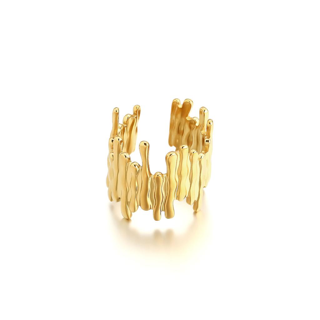 Personality Ring, Stainless Steel Vacuum Plated 18K Gold Starfish Shell Open Jewelry