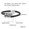 Fashion Men Charms Spiral Stainless Steel Buckle Bracelet Black Leather Bracelet Punk Man Wrist Band Gifts