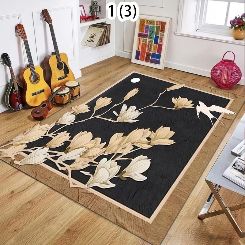 

Chinese Style Floral Carpet Bird Print Area Rug Non Slip Floor Mat for Living Room Bedroom Aesthetic Home Decor Large Carpet 40X60CM